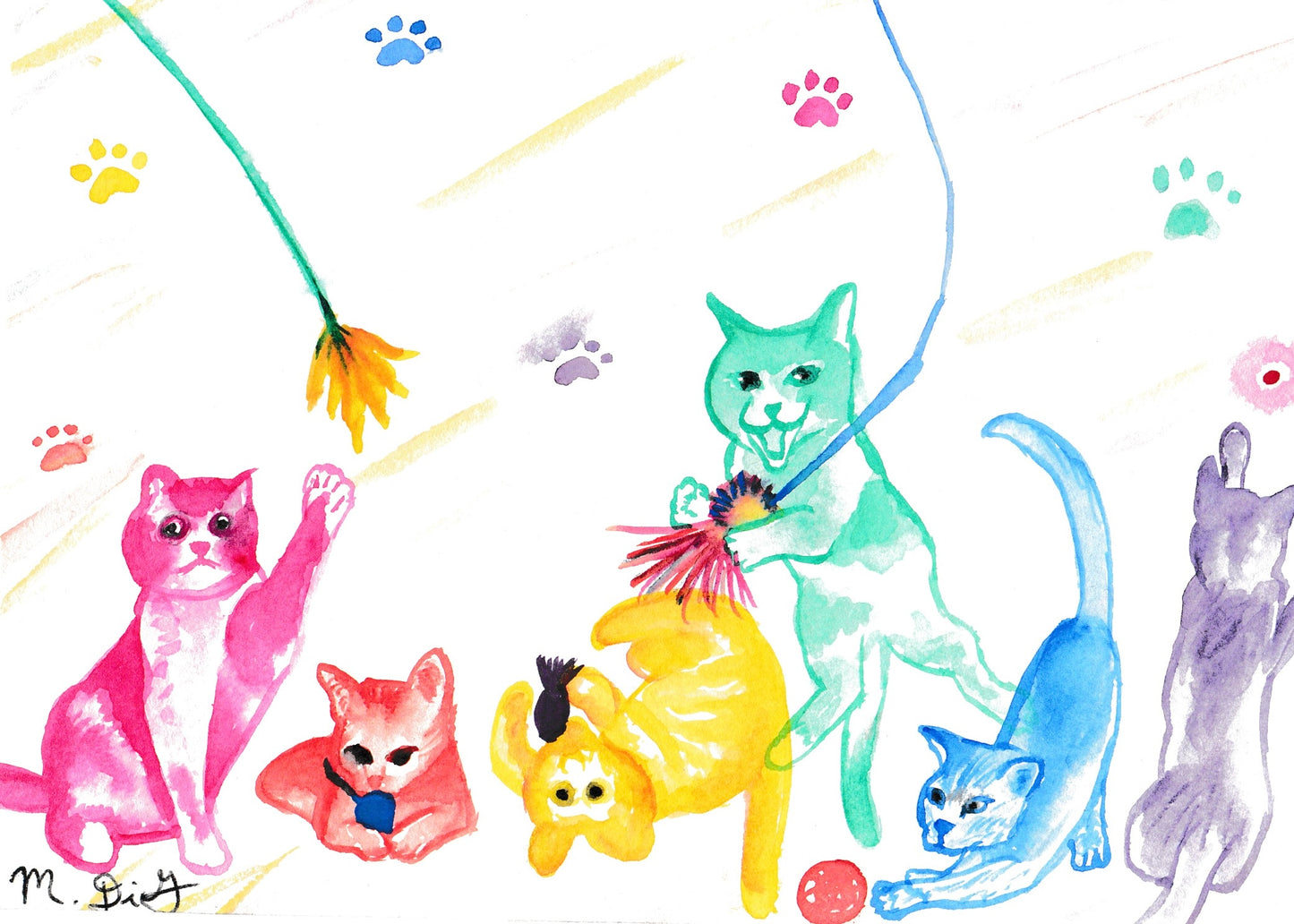 Playful Kitties - 5x7"