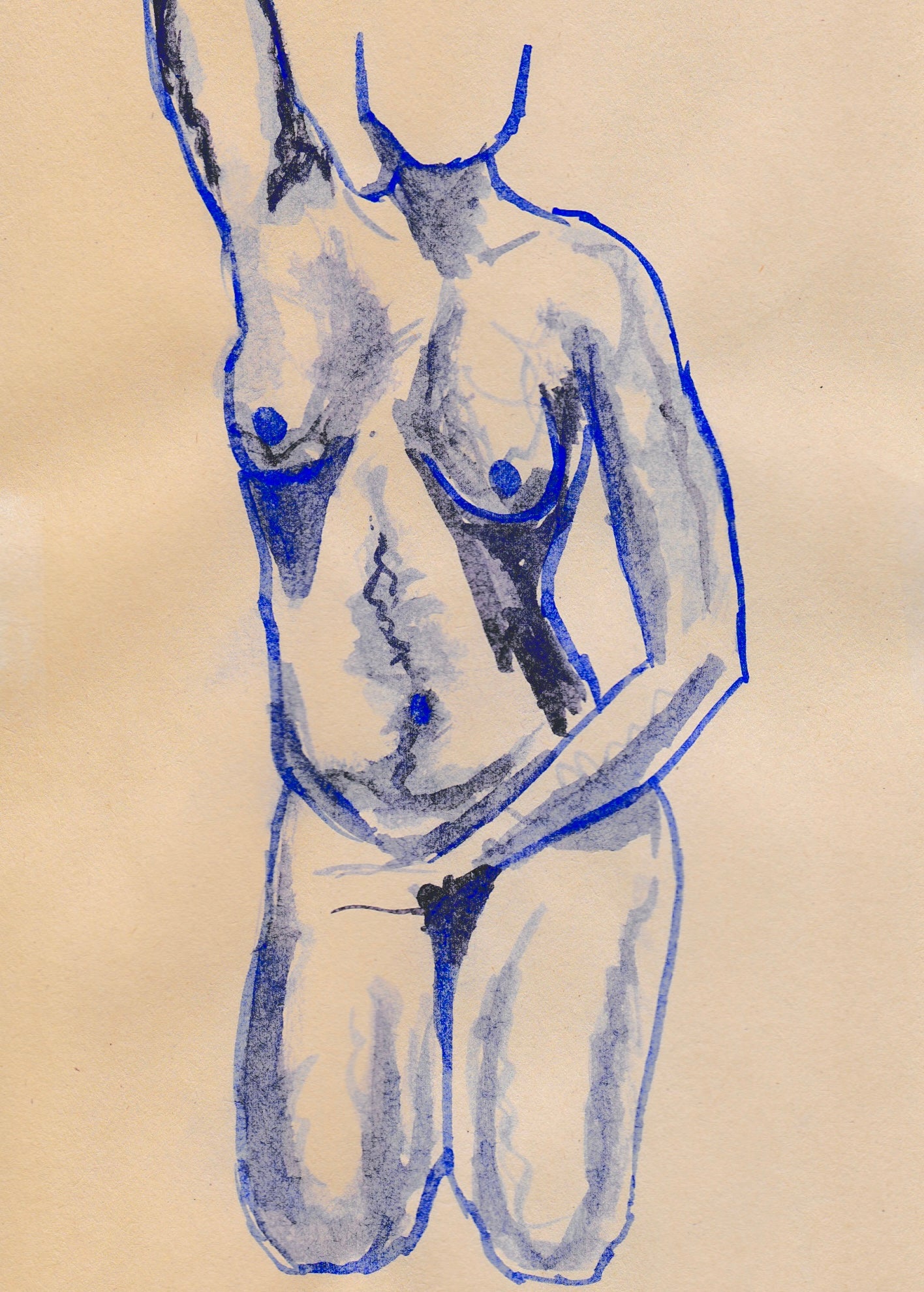 Kneeling Figure Drawing - 5x7"