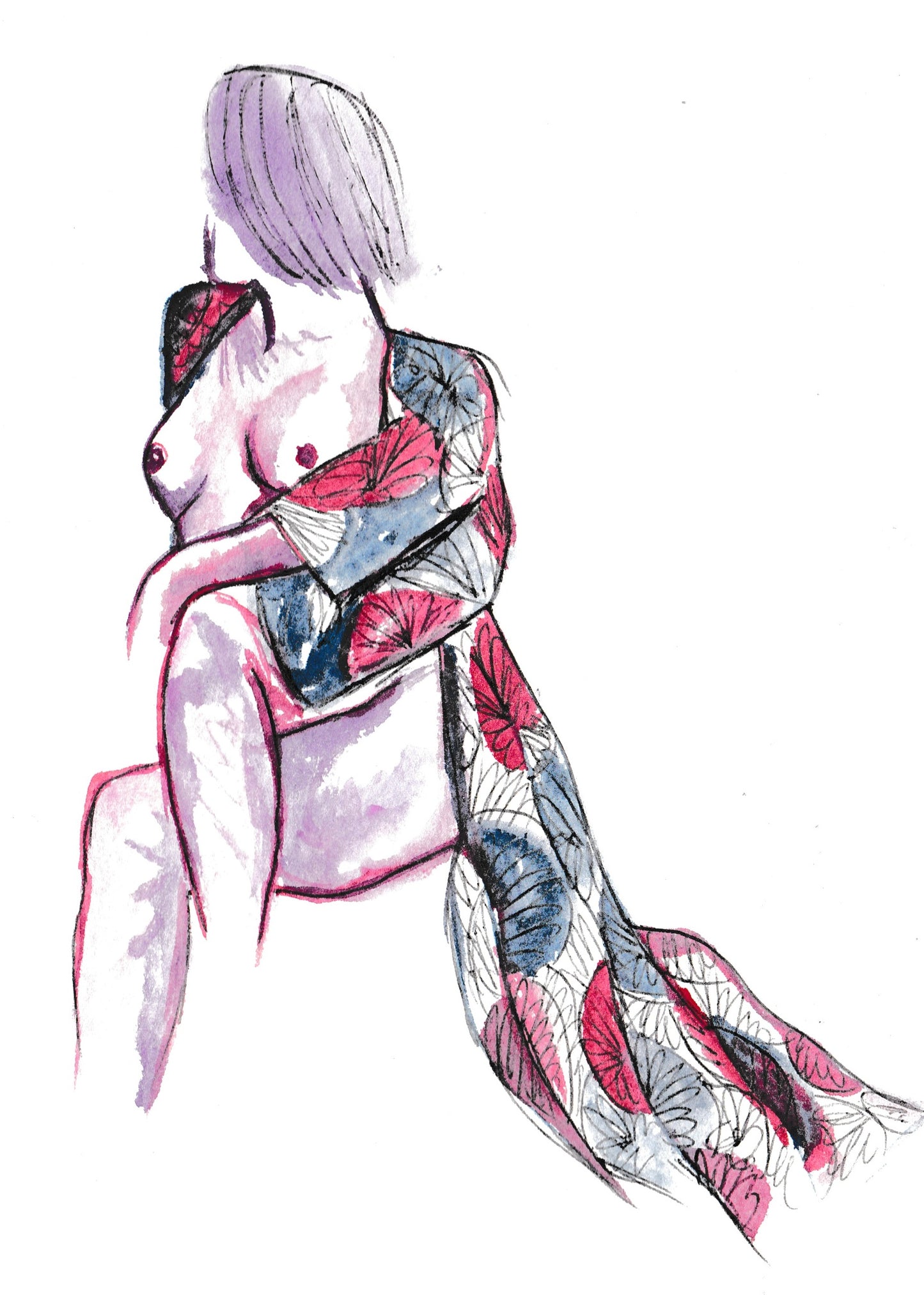 Kimono Figure Drawing - 5x7"